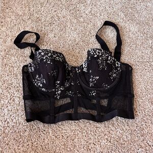 NWOT Victorias Secret Black Lace Bustier Sz 32C